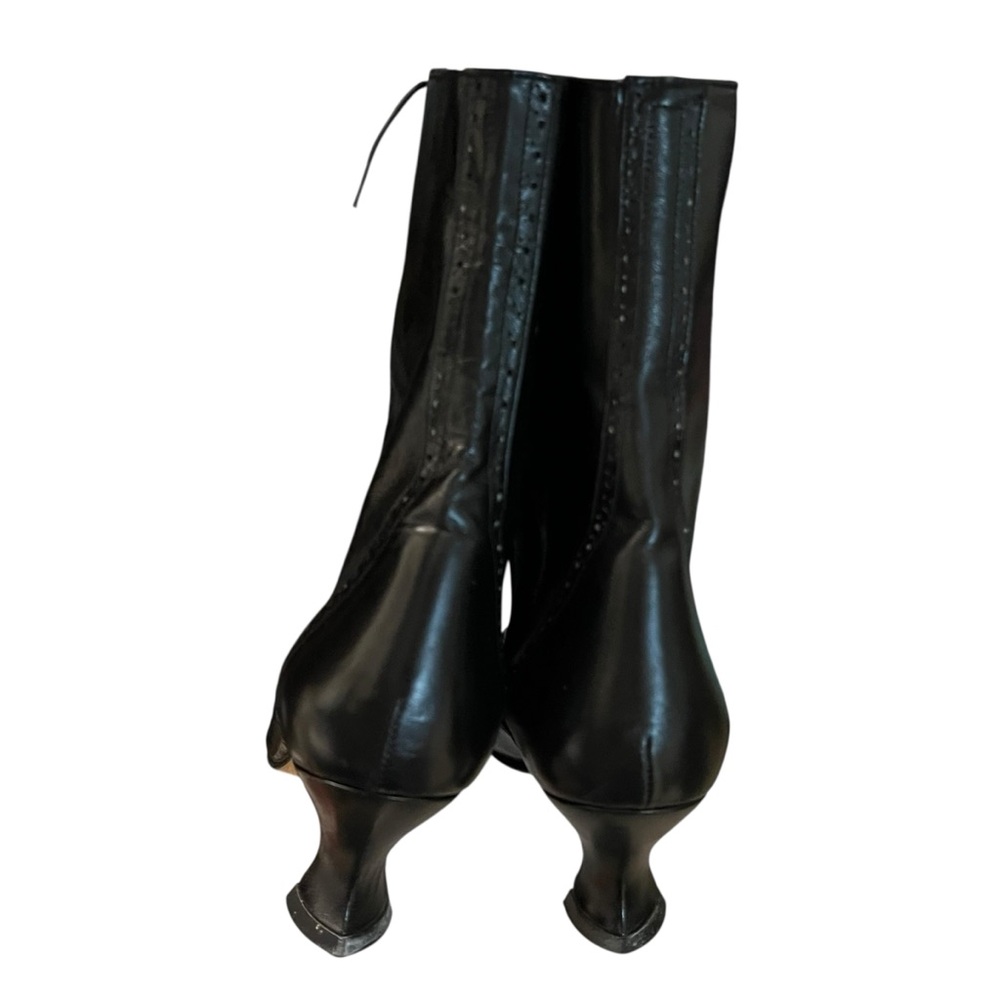 Kenneth Cole Black Leather Lace-Up Victorian Oxford Boots Made in Spain 90s Y2K - Picture 7 of 16